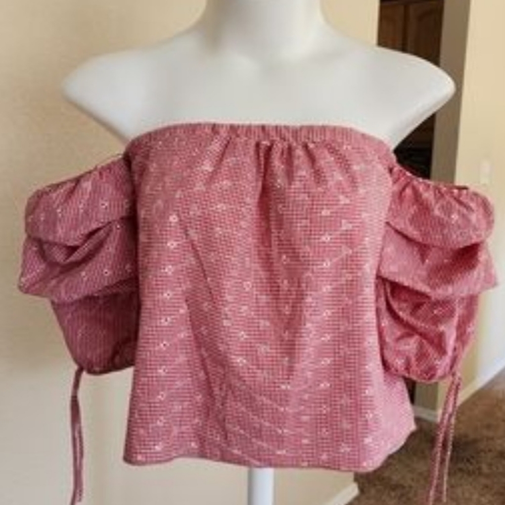 Lavendar Field Off The Shoulder Gingham Top Medium ❤️ 🙂